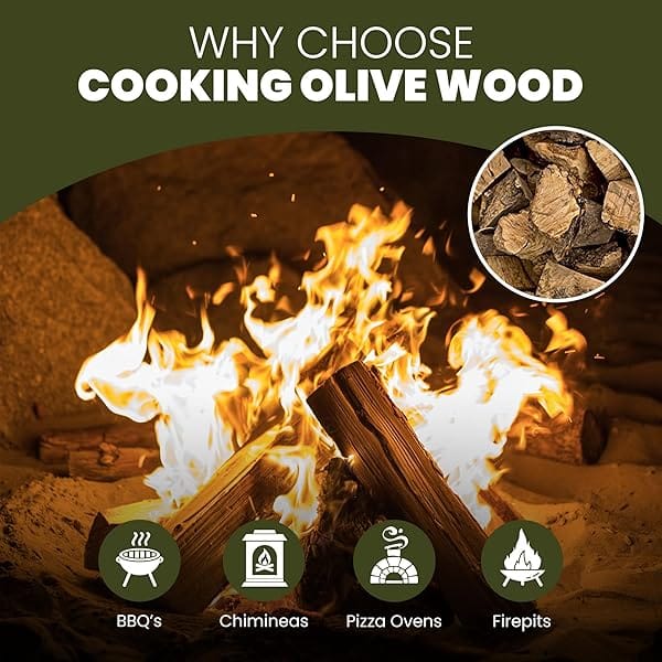 olive wood burning on a fire